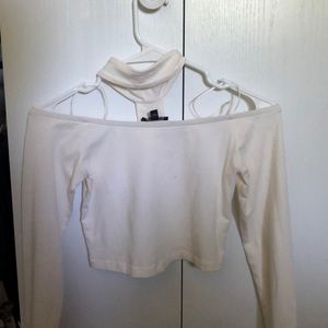 long sleeve white crop